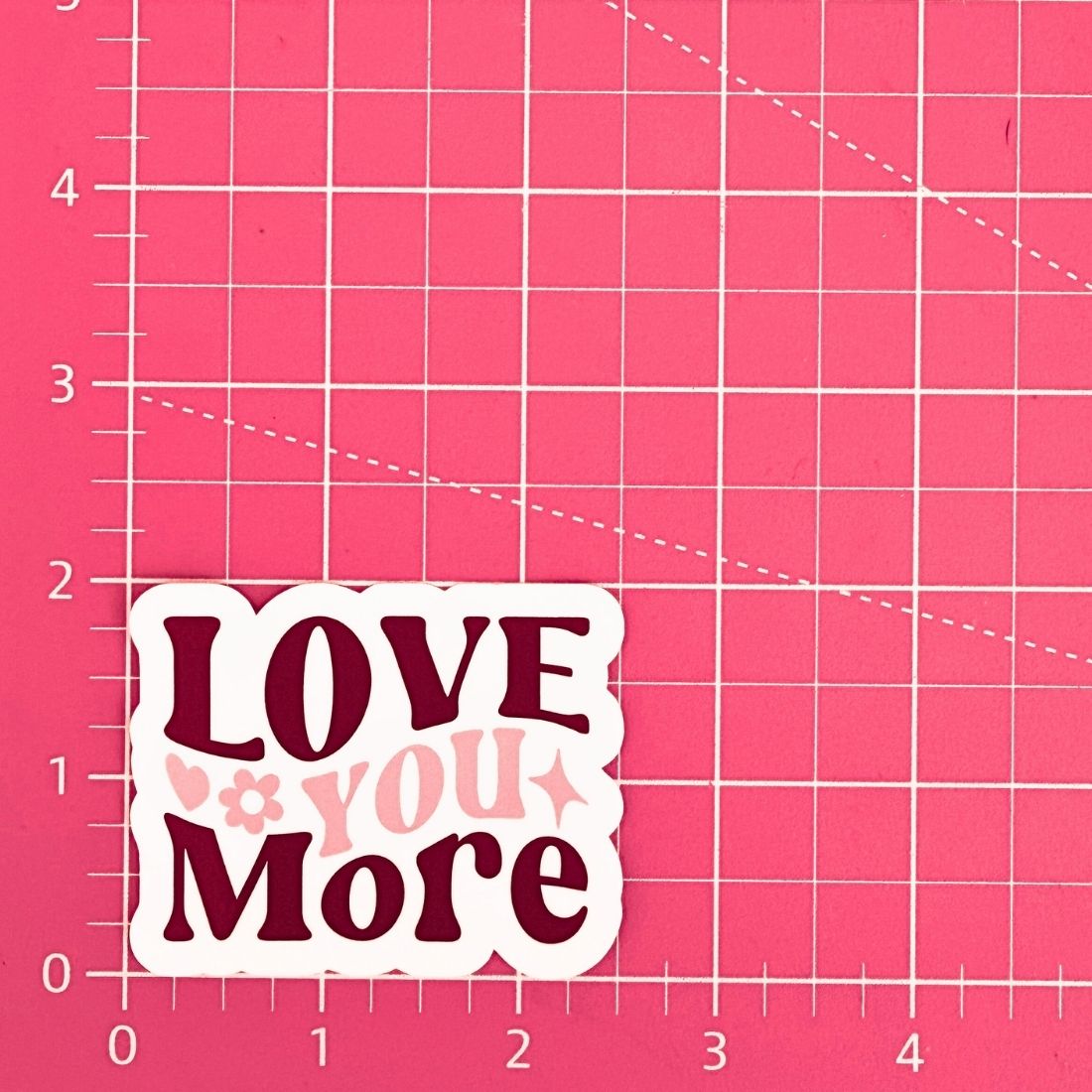 Love You More Sticker – Red & Pink Retro Vinyl Stickers – Love To