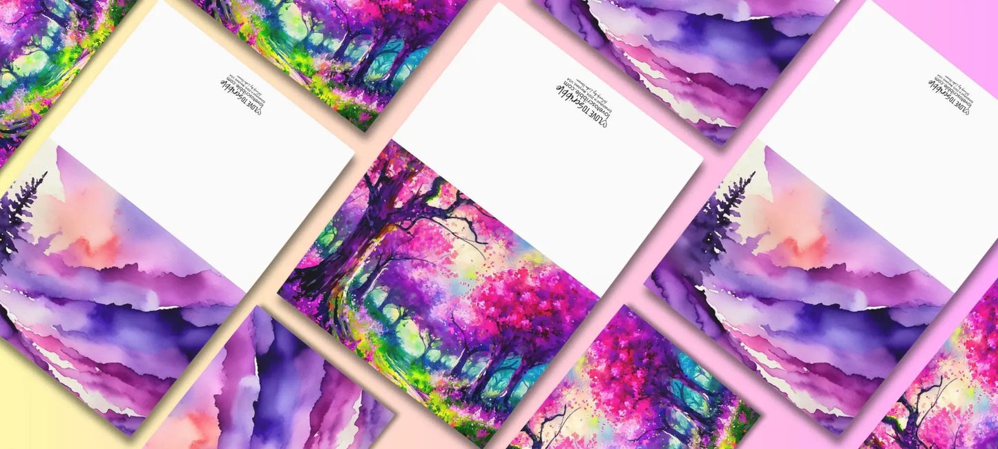 Colorful greeting cards and single-sided notecards by Love To Scribble