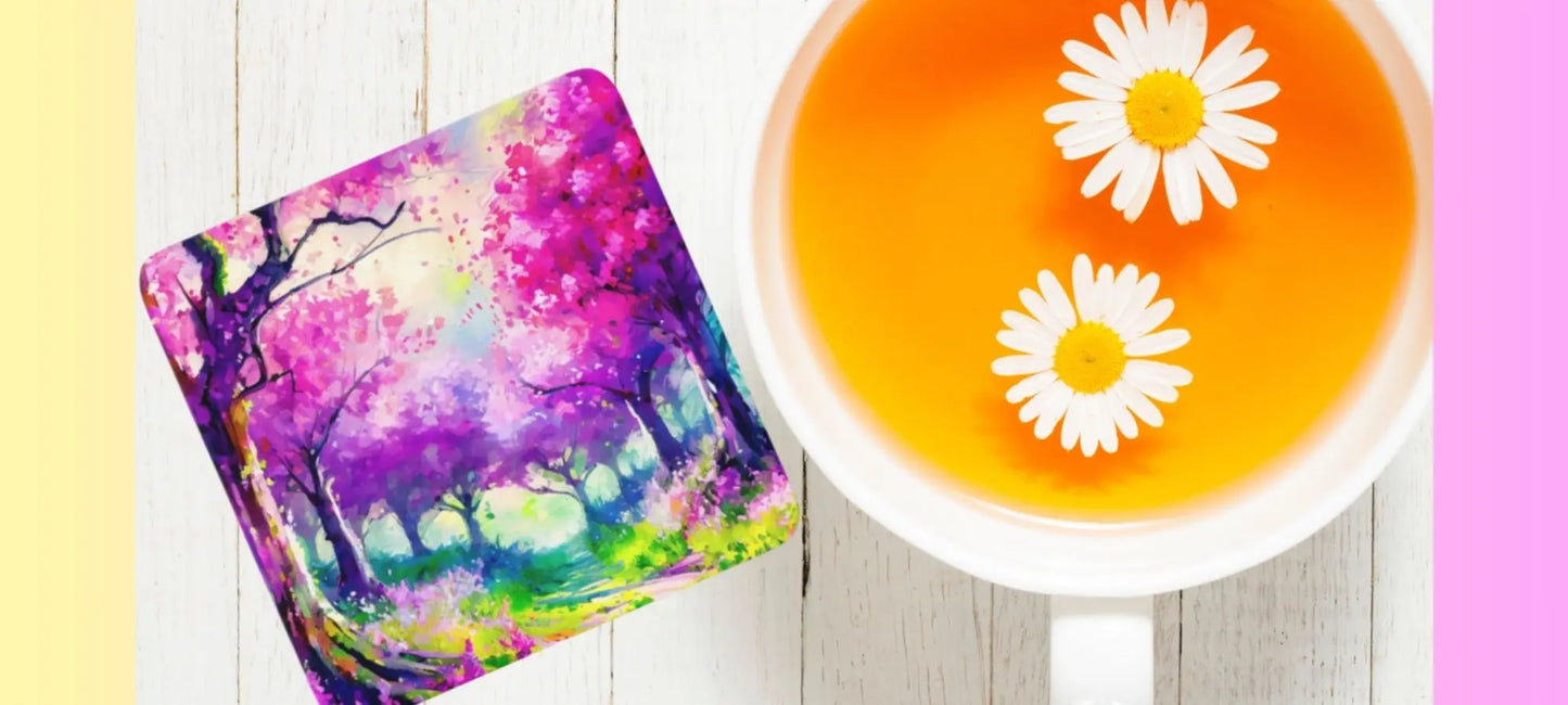 Colorful mugs, decorative coasters, and artistic home décor by Love To Scribble