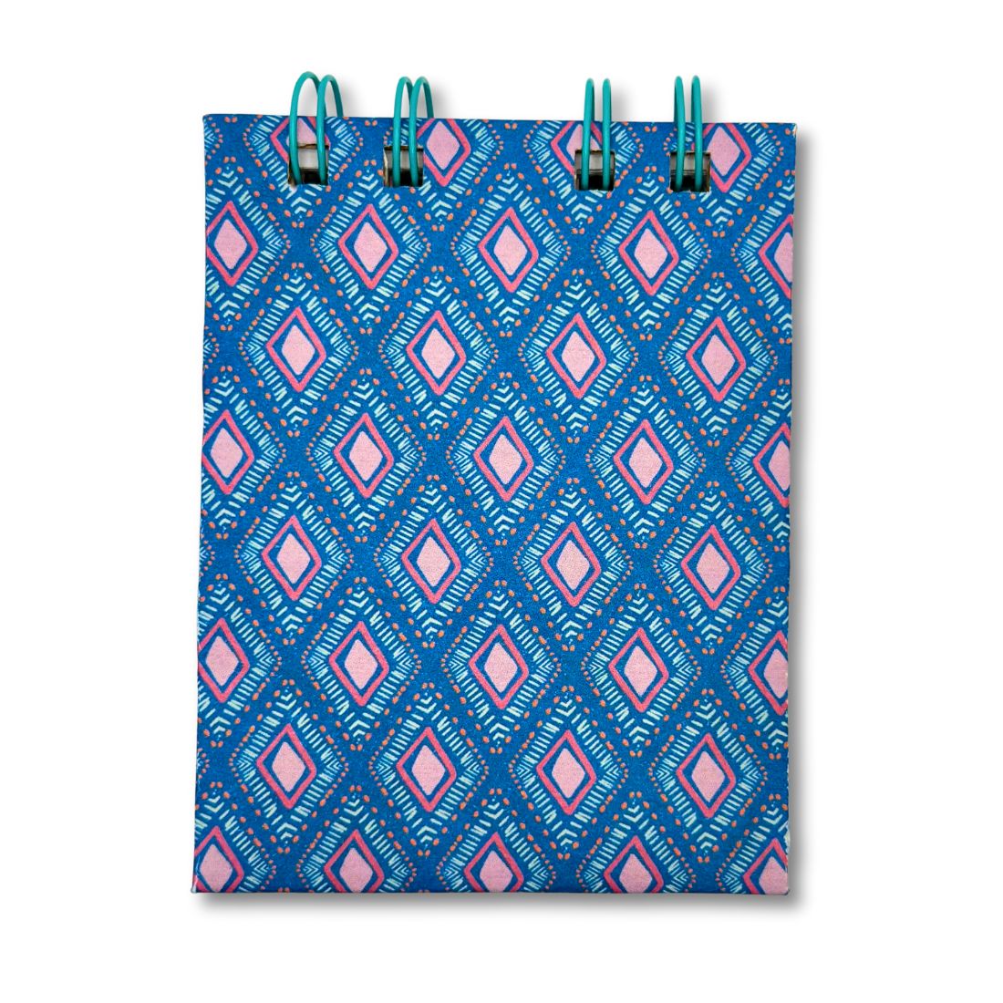Blue extra mini notebook with pink geometric cover