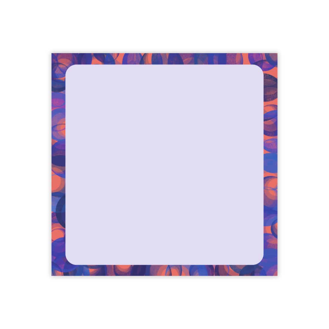 Blue & Orange Swirl 3x3 sticky notes with abstract border