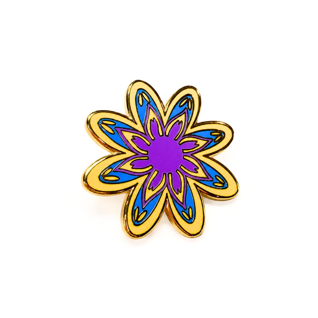 Colorful Abstract Flower Enamel Pin with gold-plated outline