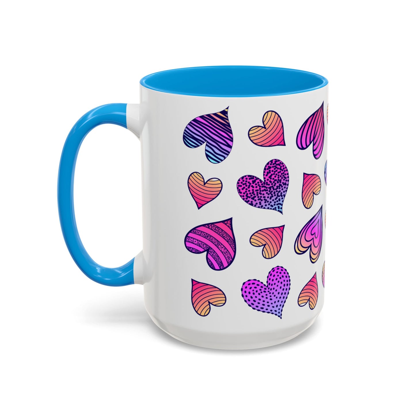 Vibrant Heart Pattern Coffee Mug – Microwave & Dishwasher Safe