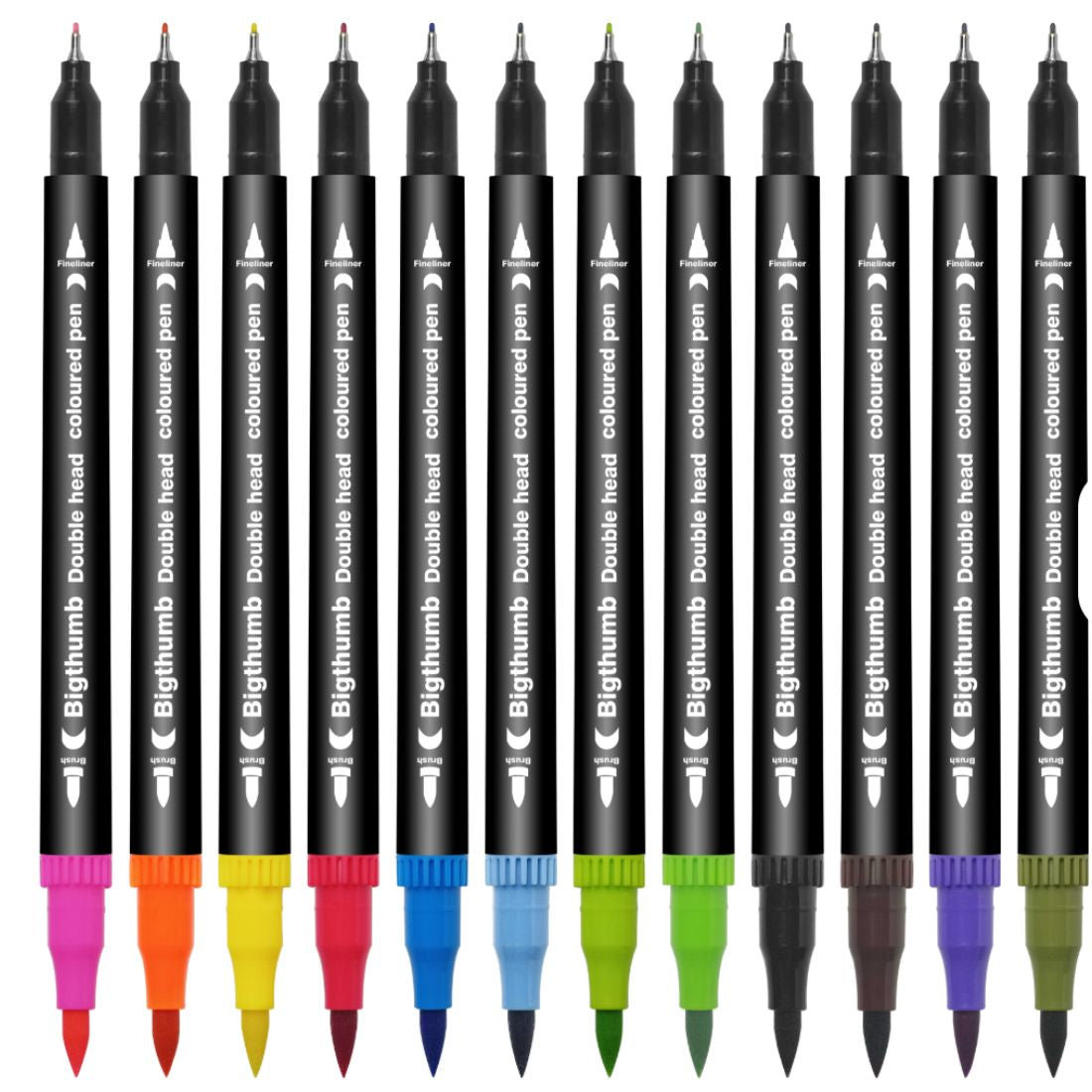 Acid-free water-based markers with fine and brush tips