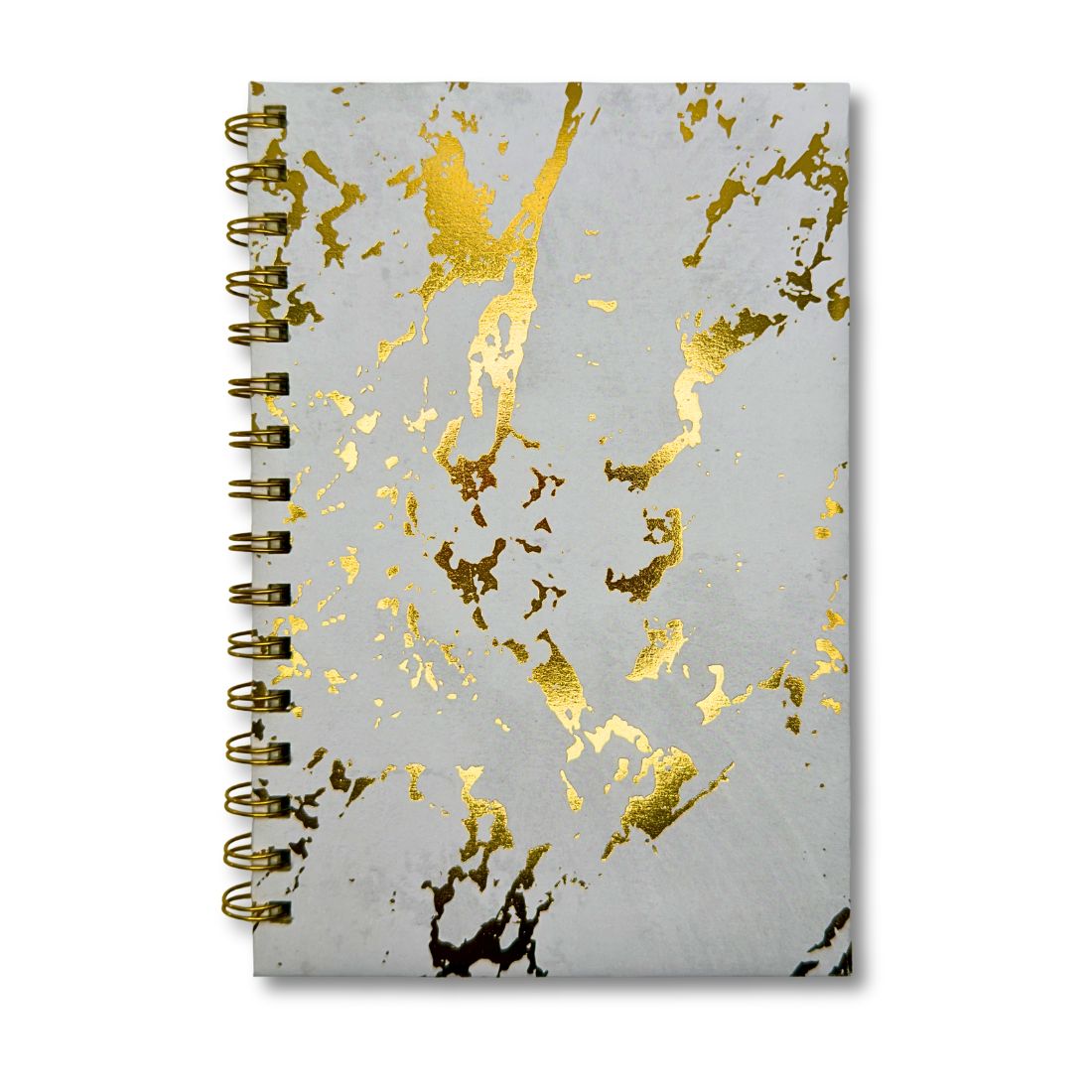 Gold foil lined spiral notebook with hardcover design