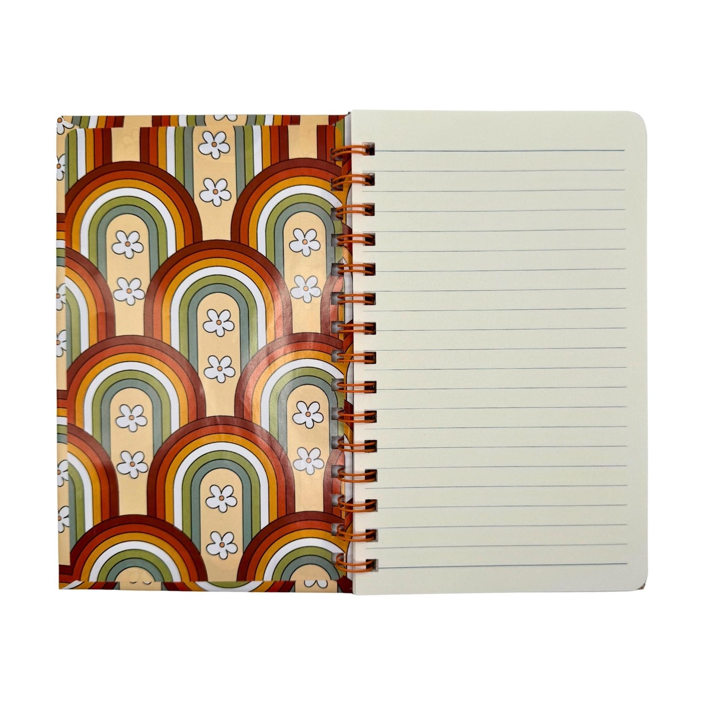 Notebook with a retro design cover on a white background