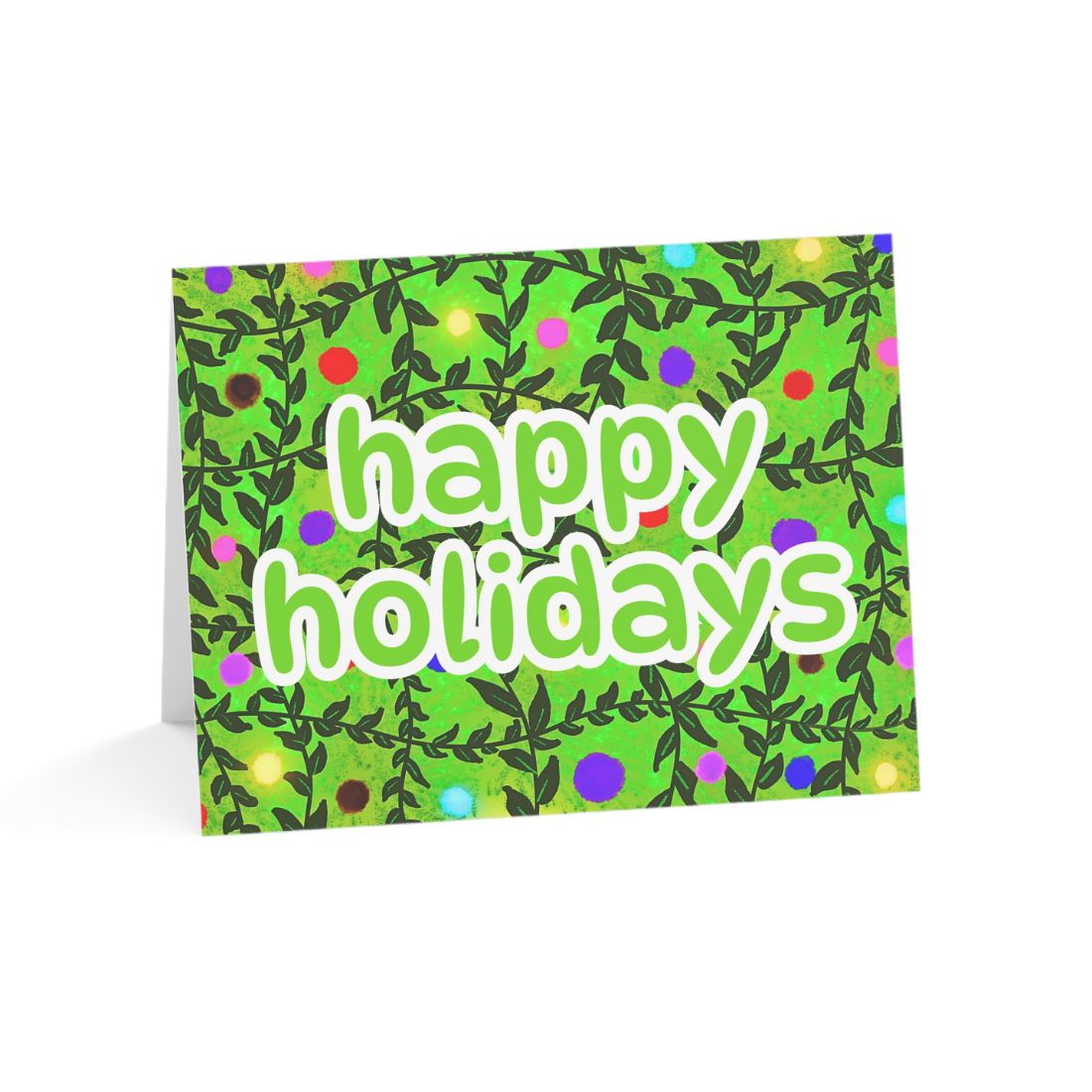 Happy Holidays green greeting card front design