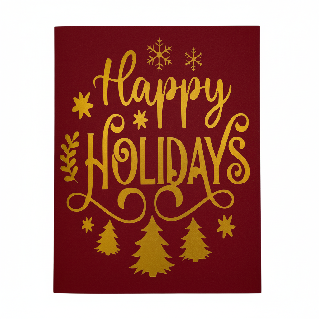 4.25x5.5 Holiday Greeting Card – Red and Gold Design with Envelope