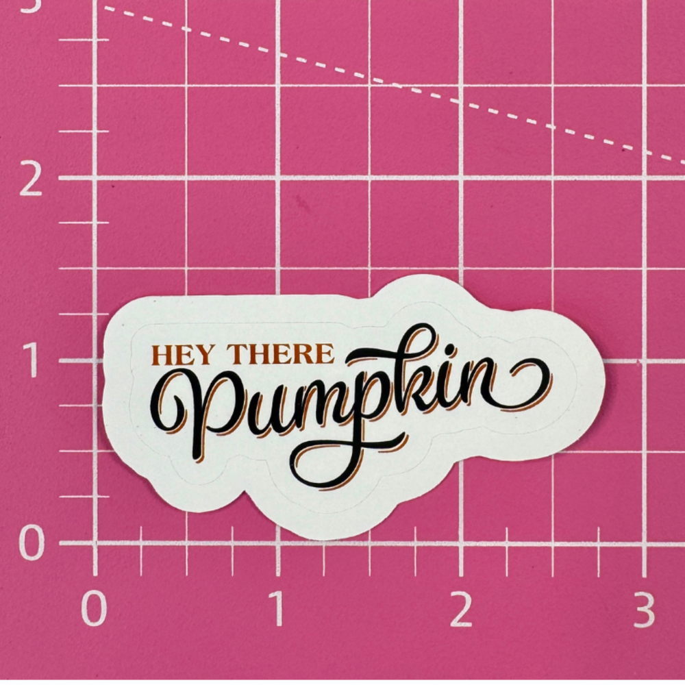 
                  
                    Hey There Pumpkin Fall Sticker – Stylish Script Design
                  
                