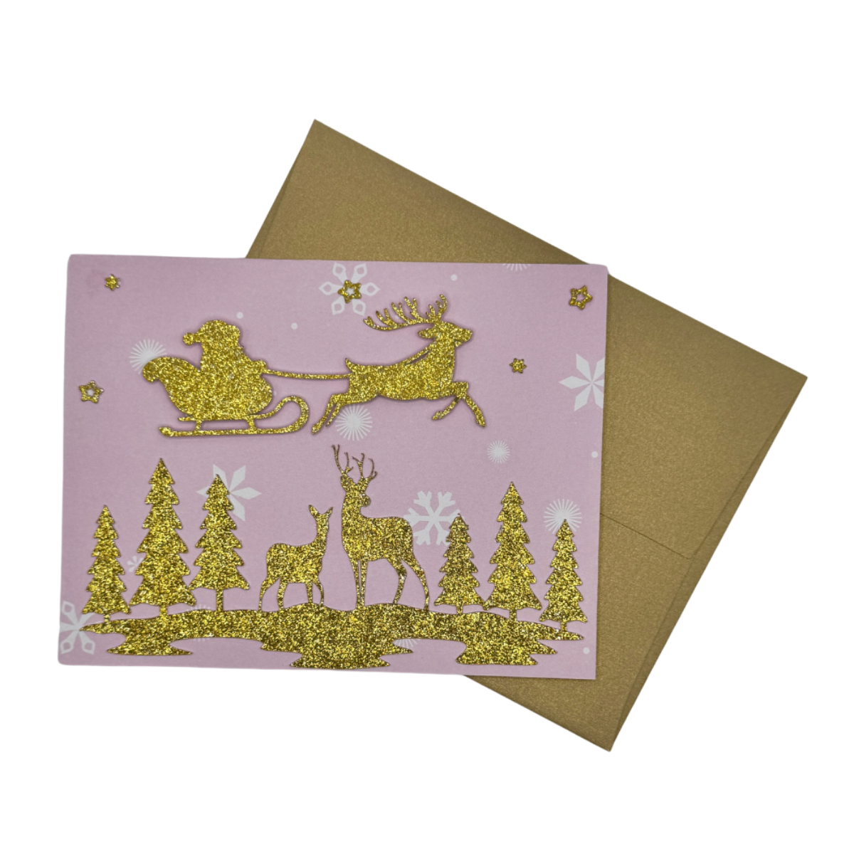 4.25x5.5 Handmade Holiday Card with Golden Envelope