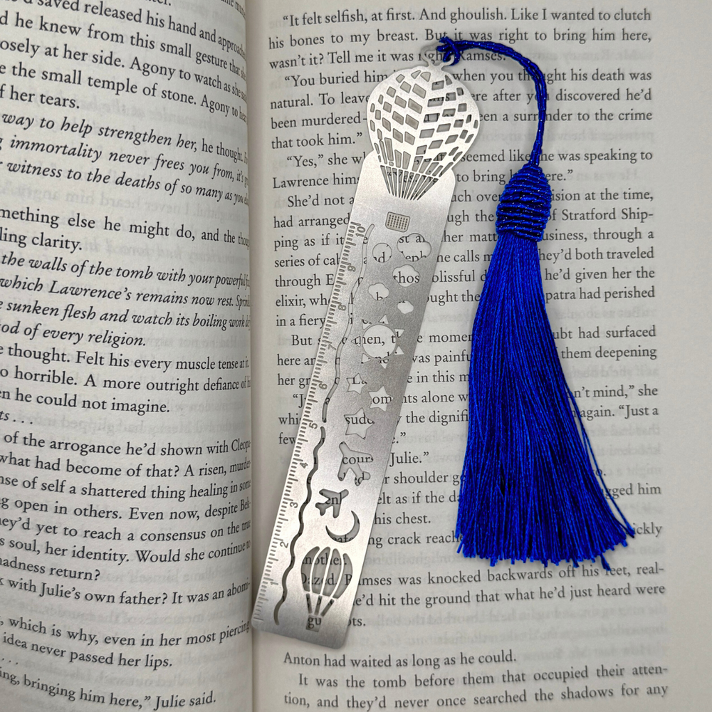 Hot Air Balloon Ruler Bookmark – Lightweight Aluminum with Blue Tassel