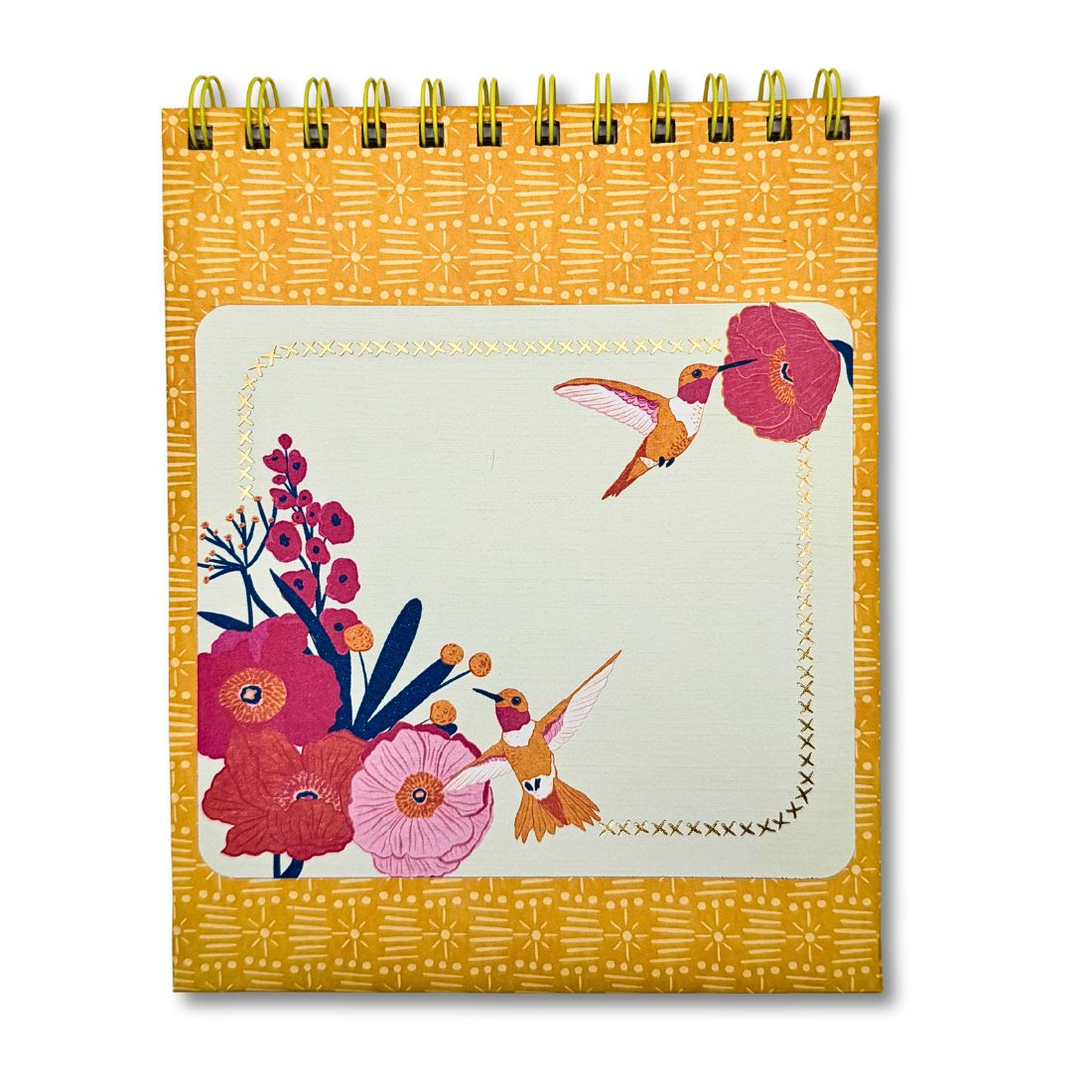 Yellow hummingbird floral spiral notebook with blank pages