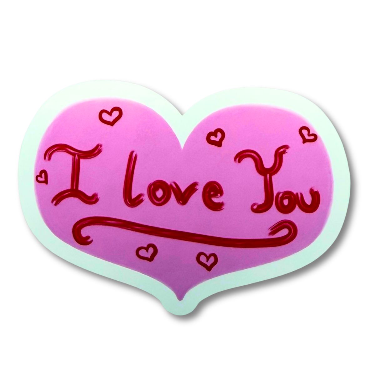 I Love You pink heart vinyl sticker glossy die cut