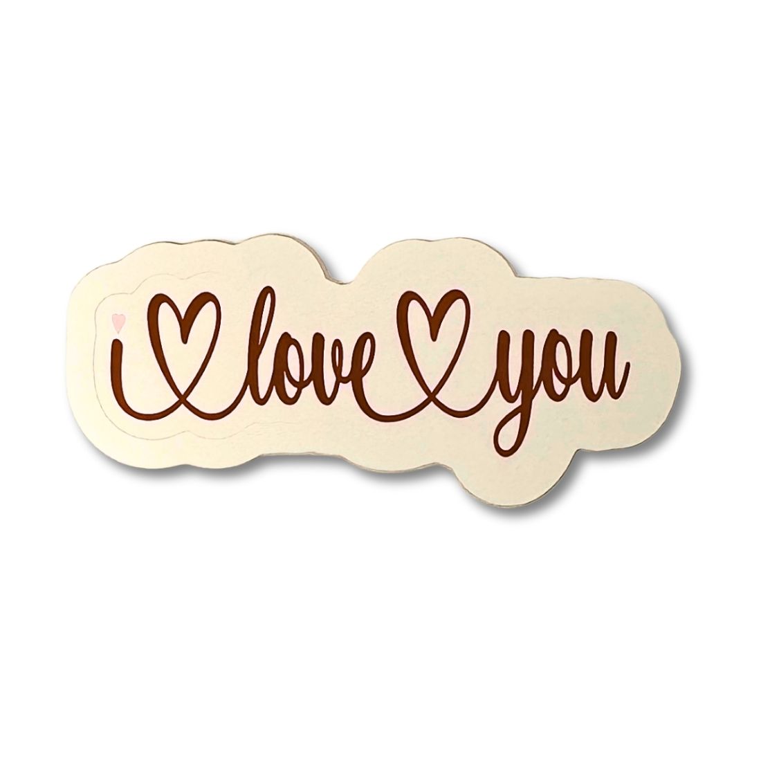 Decorative Sticker with 'I love you' on a white background