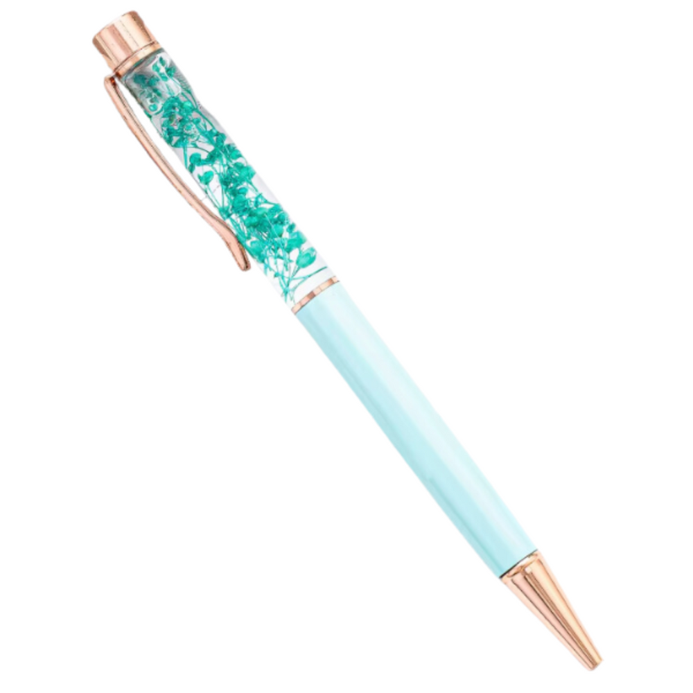 
                  
                    Metal Ballpoint Pen with Light Blue Flowers
                  
                