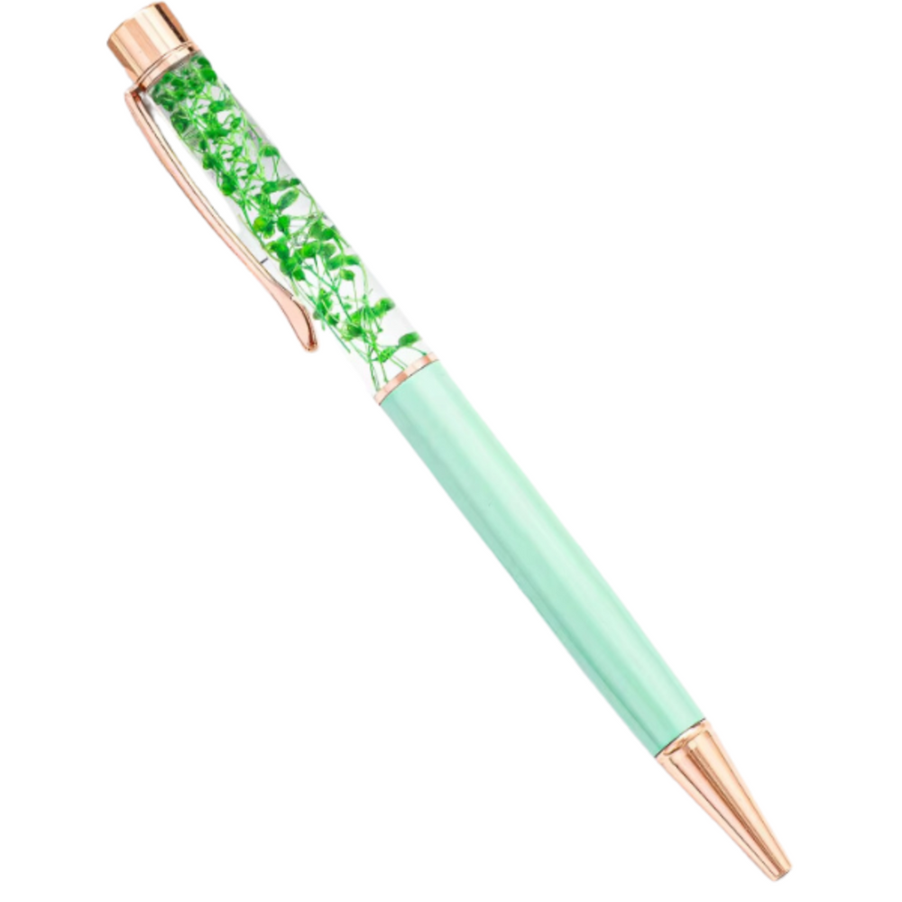 
                  
                    Metal Ballpoint Pen with Green Flowers
                  
                