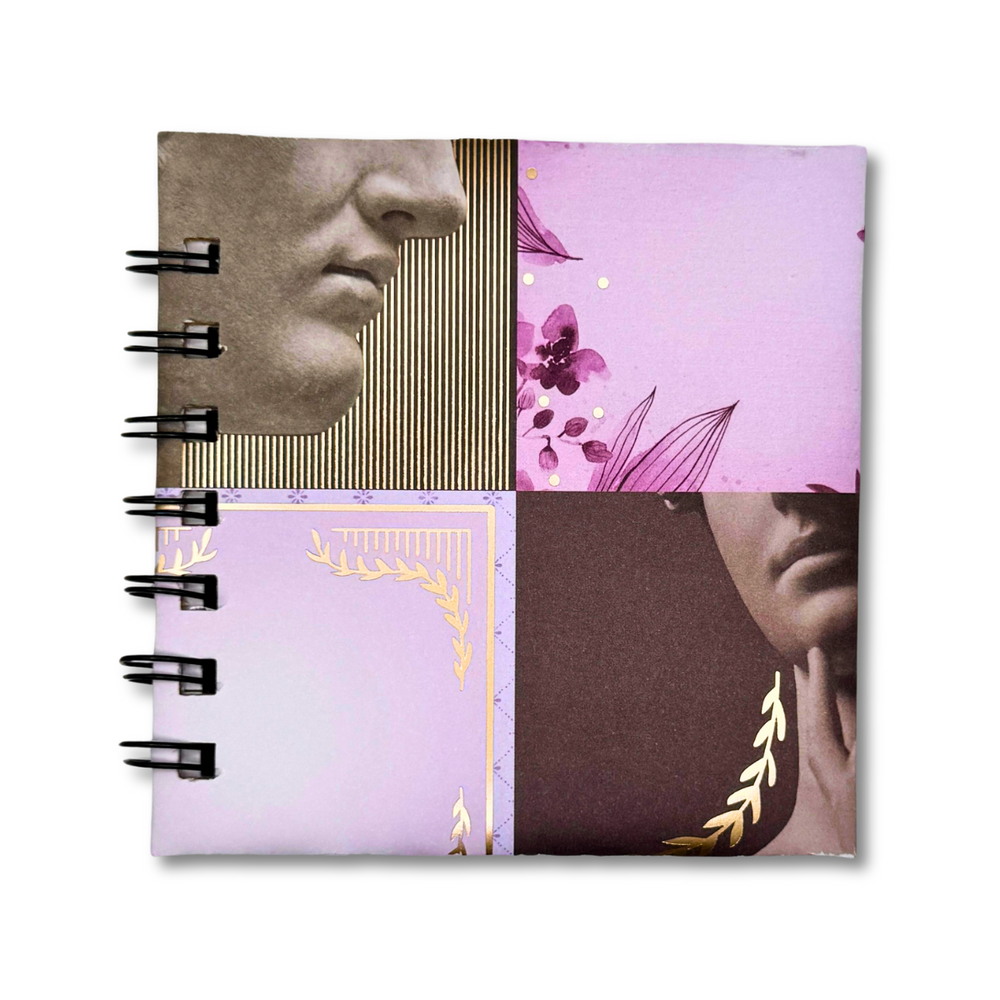 Lilac Greek Statue Mini Notebook – 4.5x4.5 Lined Journal for Writing & Planning