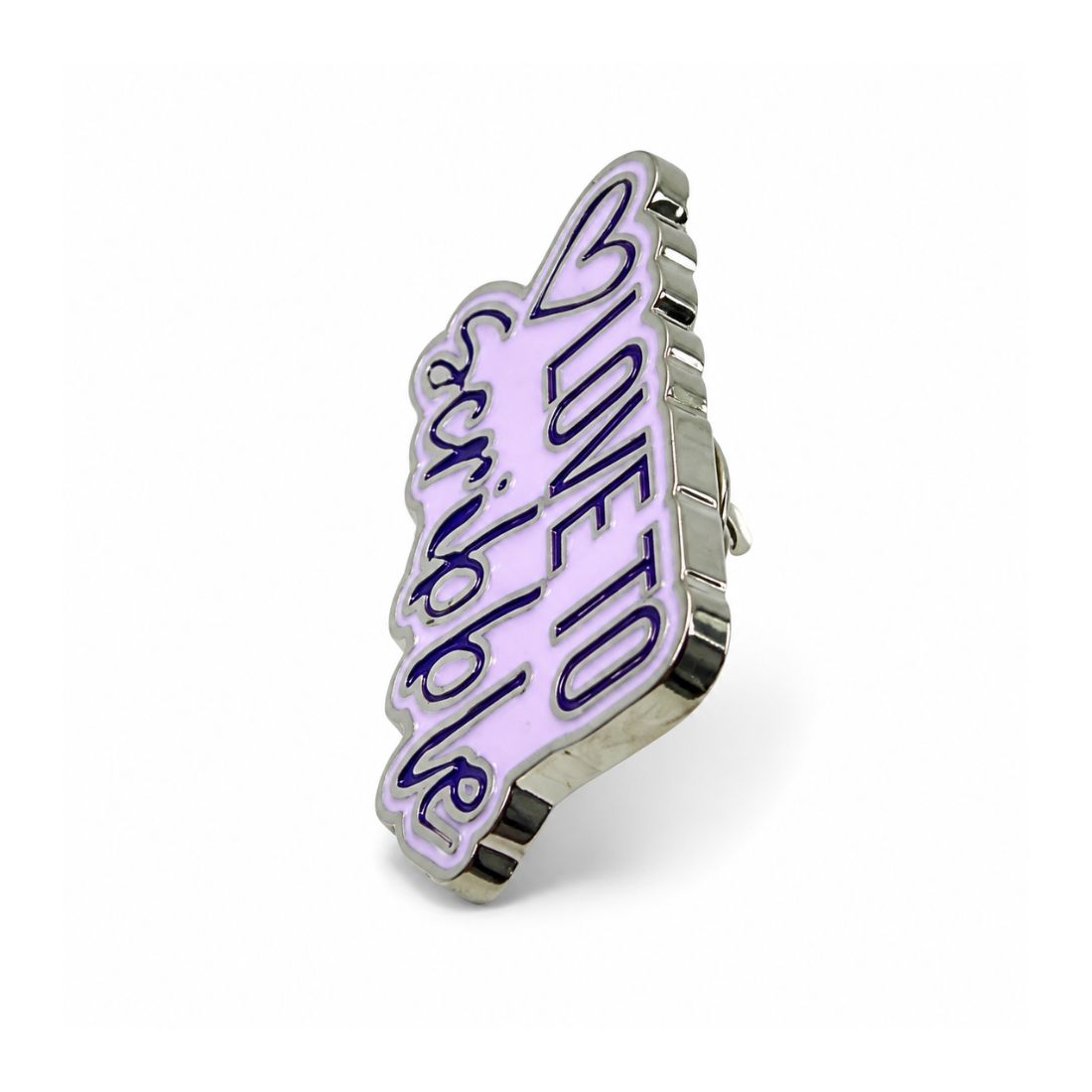Love To Scribble silver metal enamel pin 