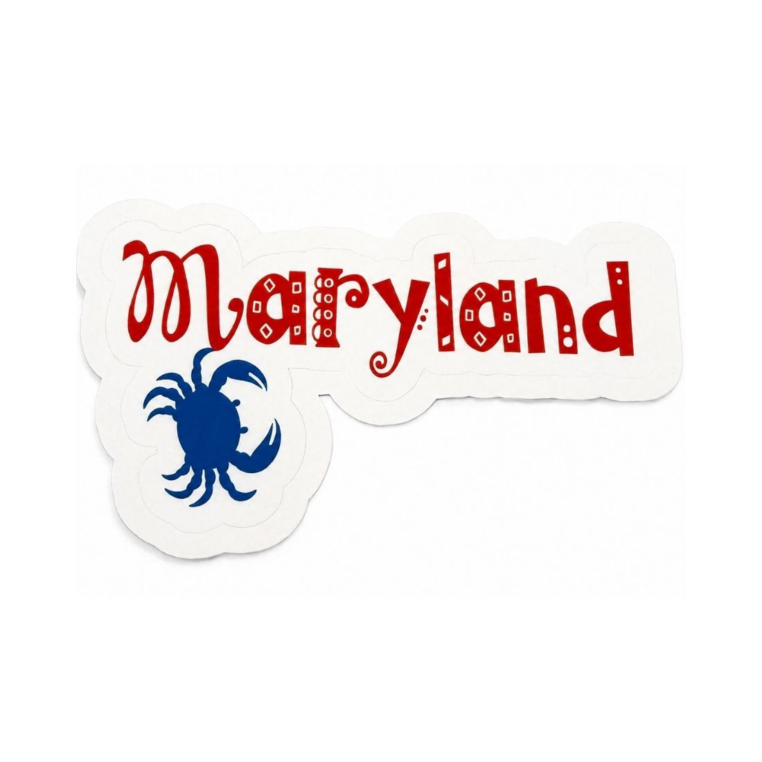 Maryland blue crab sticker on a clean white studio background