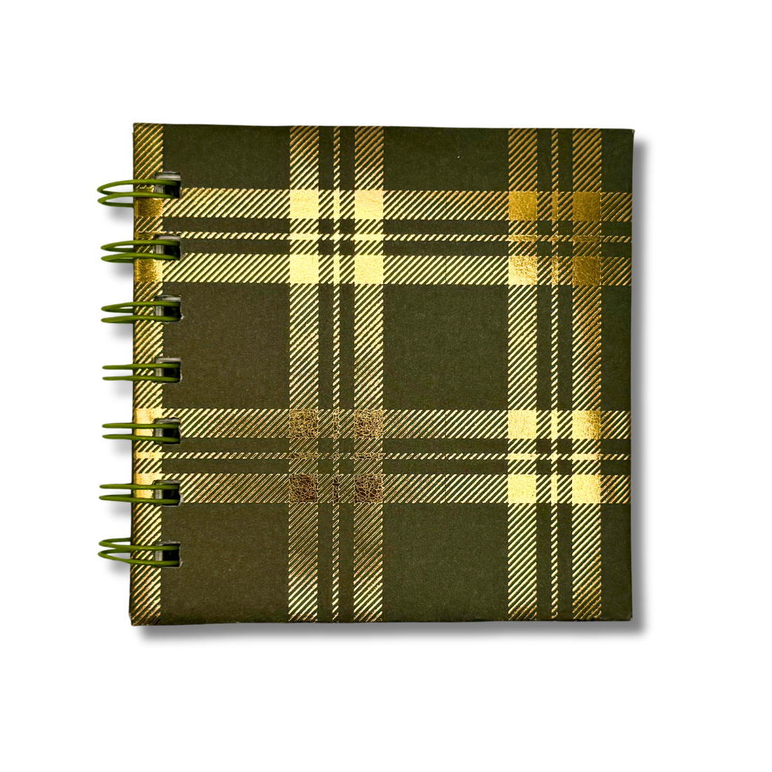 Mini Green Plaid Notebook with gold and green cover