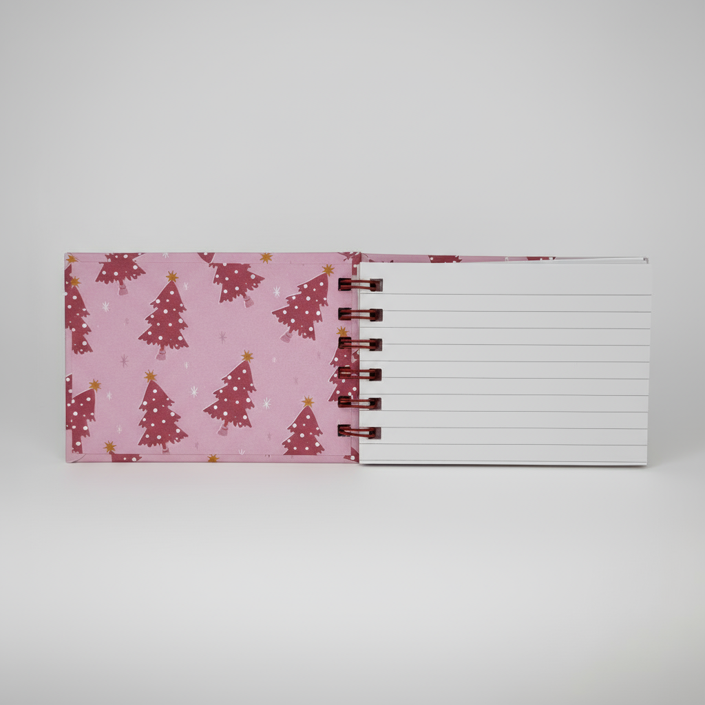 Mini Christmas Notepad – Festive Cover with Trees and Lined Pages