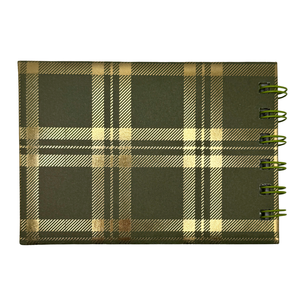 
                  
                    Mini Spiral Plaid Notebook – Green Back Cover with Gold Accents
                  
                