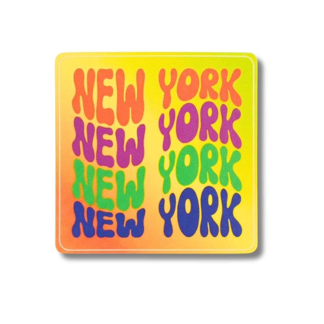 Colorful 'New York' text design on a yellow background Sticker