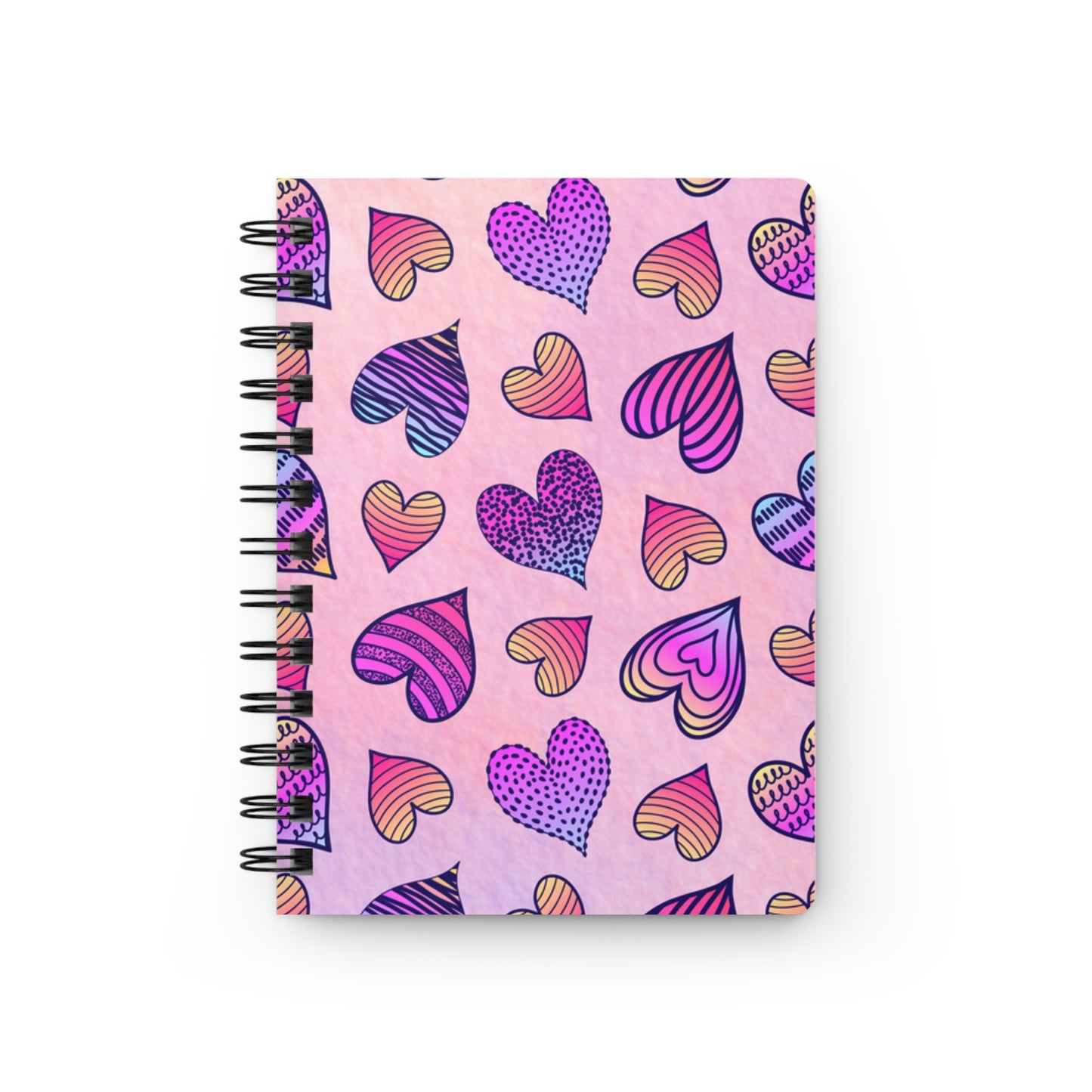 Pink Hearts Notebook 5x7 Front Hard Cover