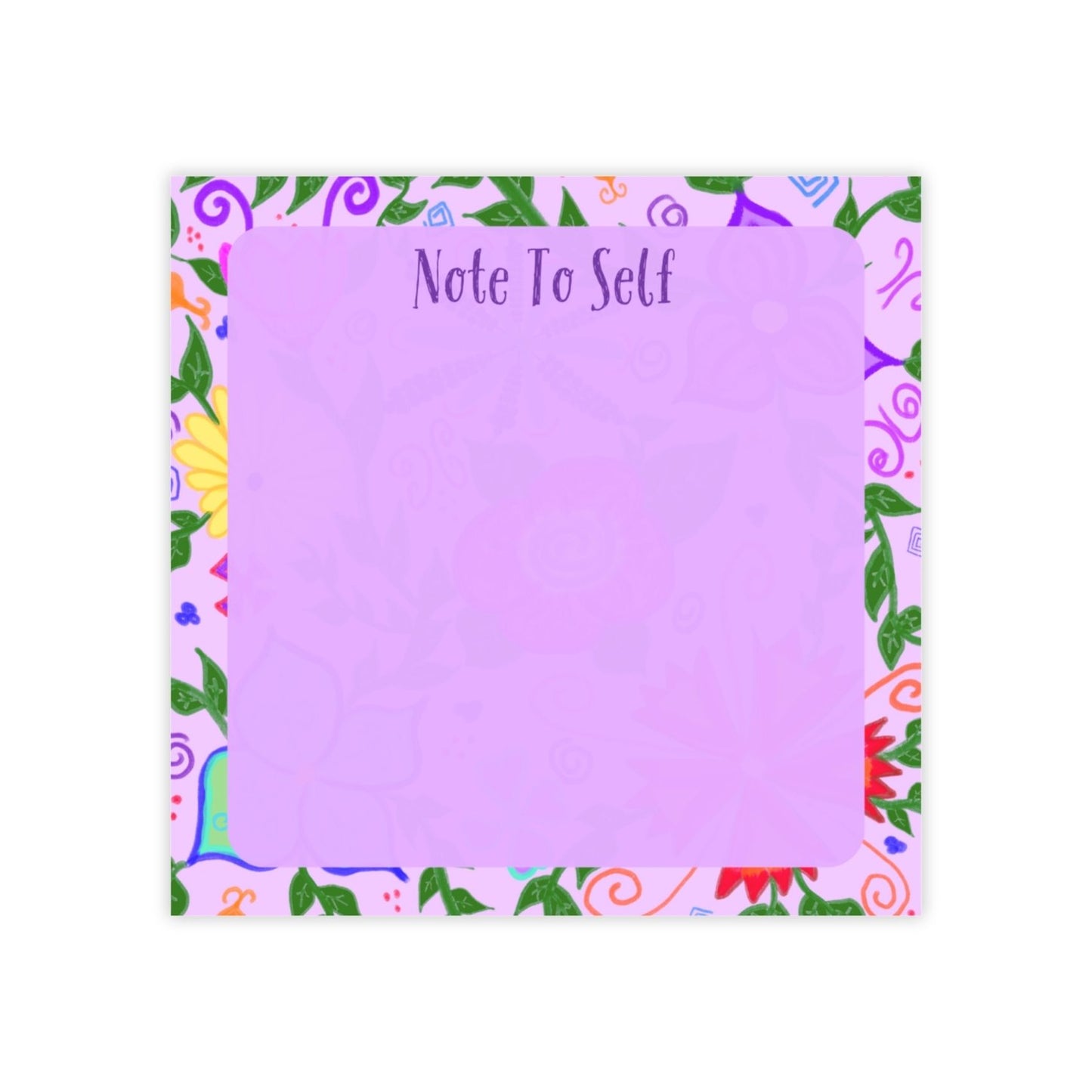 Notepad with colorful border and 'Note To Self' text on a white background