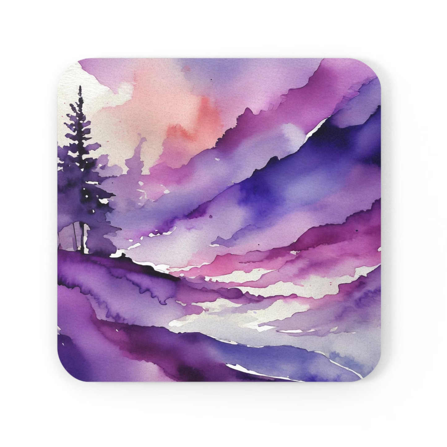 Purple Forest Coaster – Artistic Hand-Drawn Design with Glossy Finish