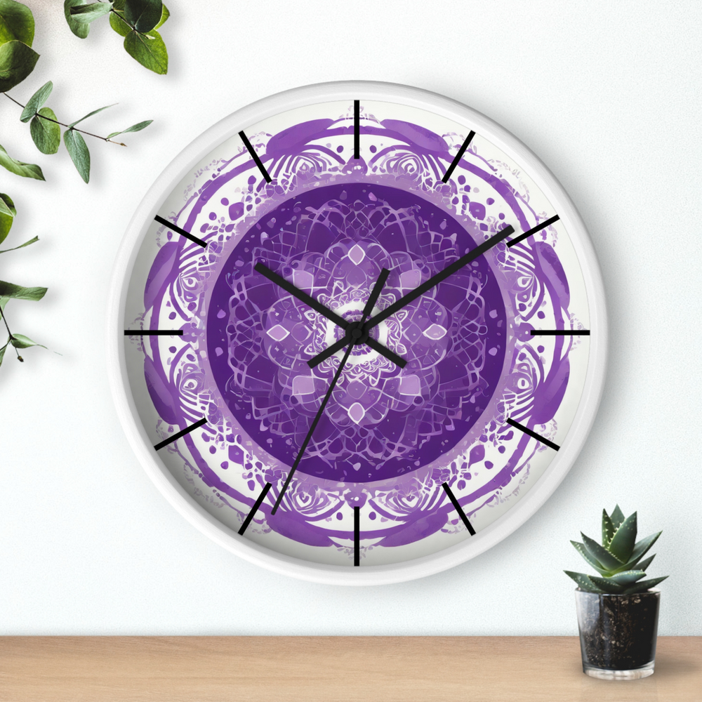
                  
                    Purple Mandala White Wall Clock – Vibrant Artistic Design with Silent Mechanism
                  
                