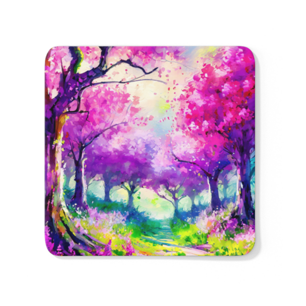 Purple & Pink Coaster – Artistic Drawn Design for Drinkware