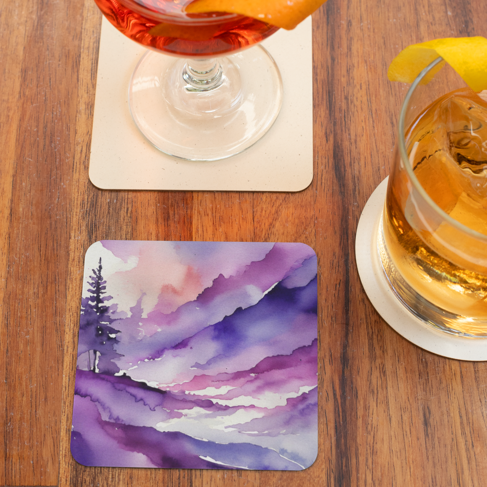 
                  
                    Purple Cork Coaster, Front, Square, Drinks
                  
                