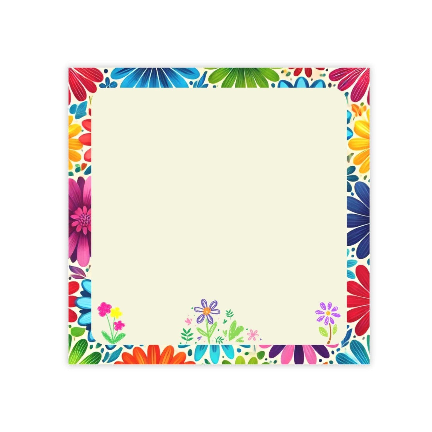 Colorful floral border on a white background