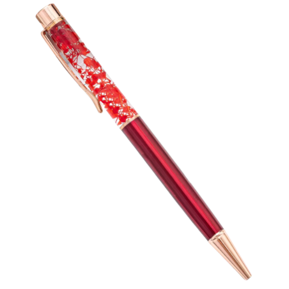 
                  
                    Metal Ballpoint Pen with Red Flowers
                  
                