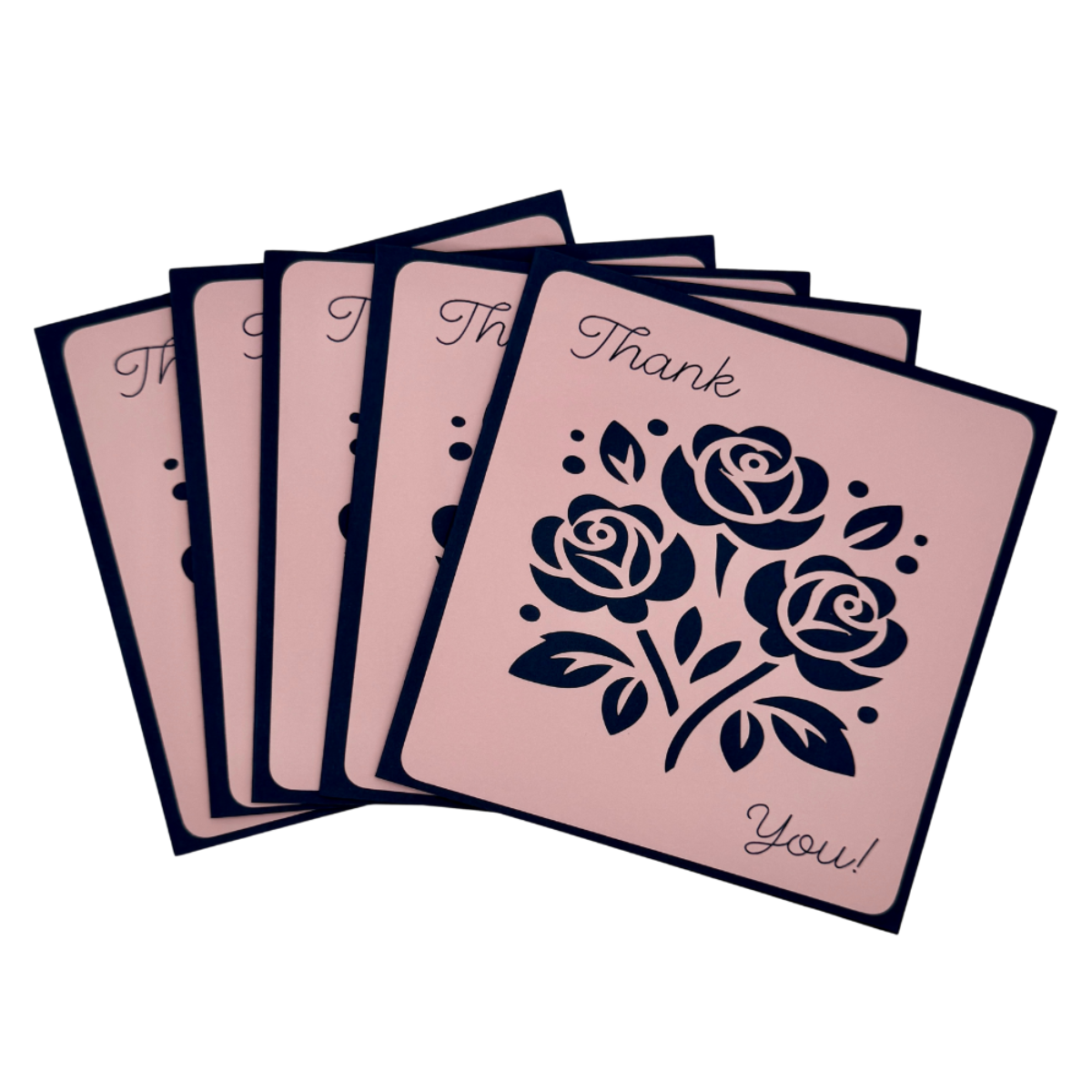 Thank You Rose Greeting Cards – Set of 5 with Envelopes