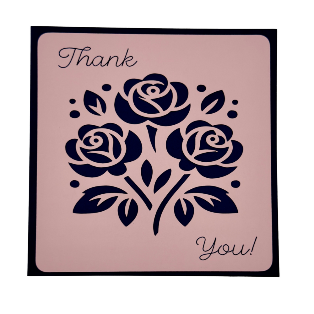 
                  
                    Handmade Thank You Cards – Navy with Rose Cutout Design
                  
                