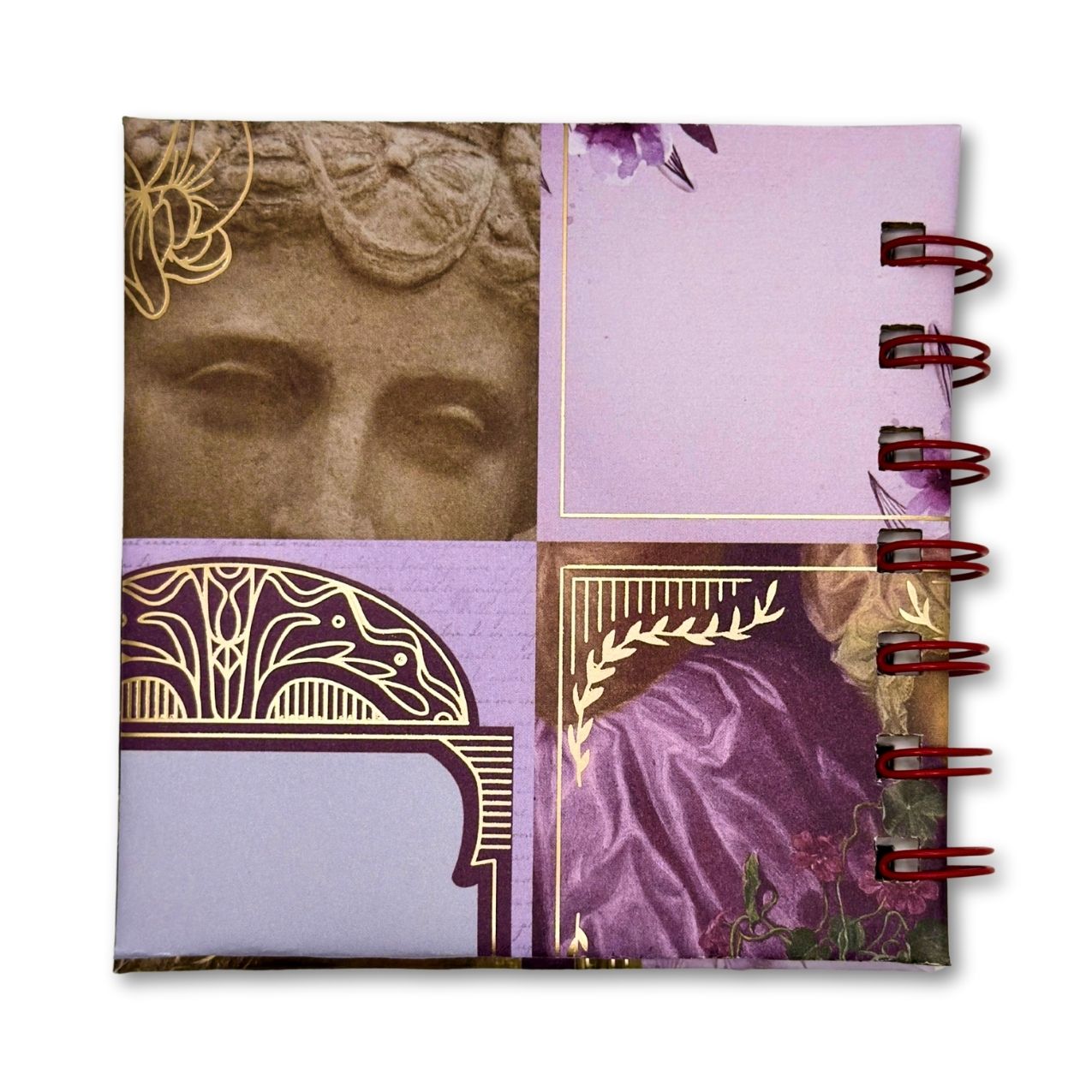 Vintage style mini notebook with red spiral binding back