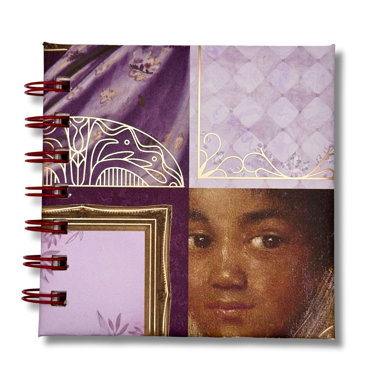 Vintage style mini notebook with red spiral binding