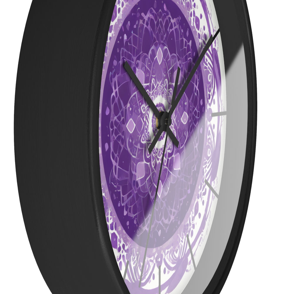 
                  
                    Purple Mandala Black Wall Clock Side – Vibrant Artistic Design with Silent Mechanism
                  
                